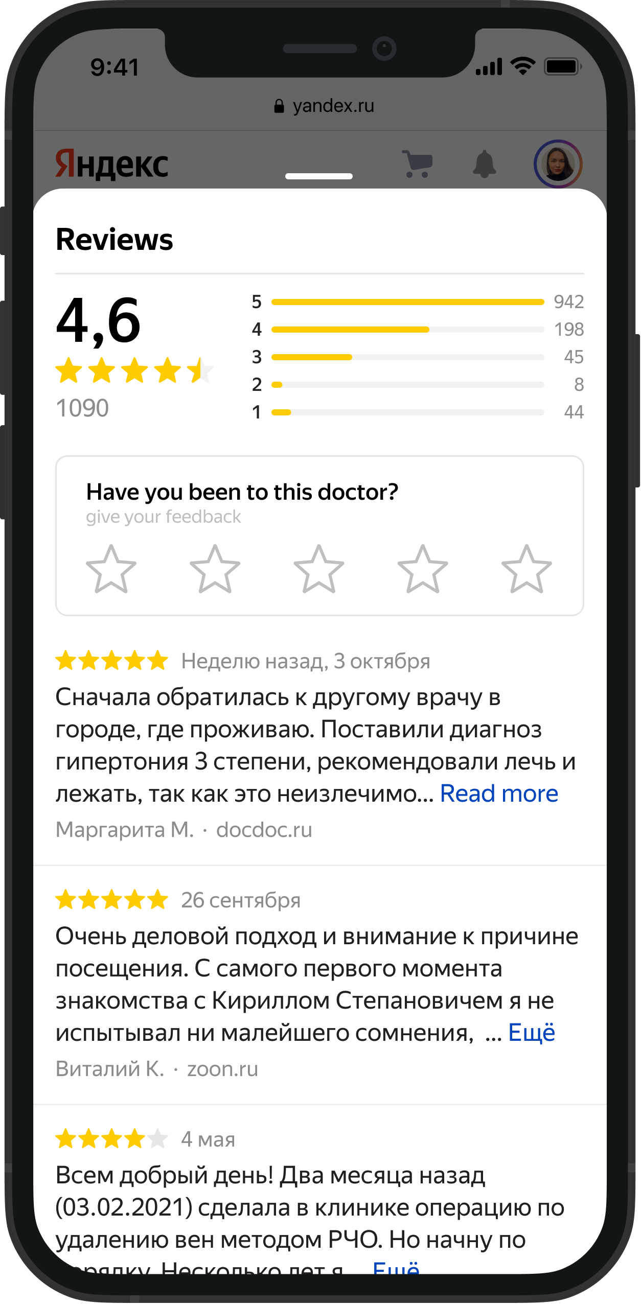 Doctor reviews